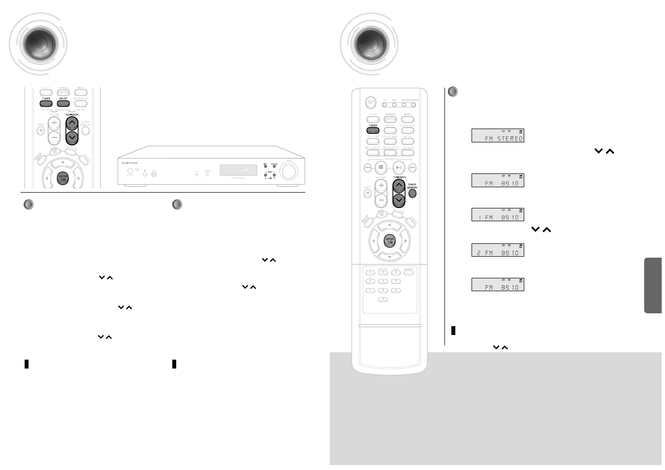 Radio operation, Listening to radio, Presetting radio stations | Remote control, Remote control main unit | Samsung HT-AS600 User Manual | Page 20 / 26