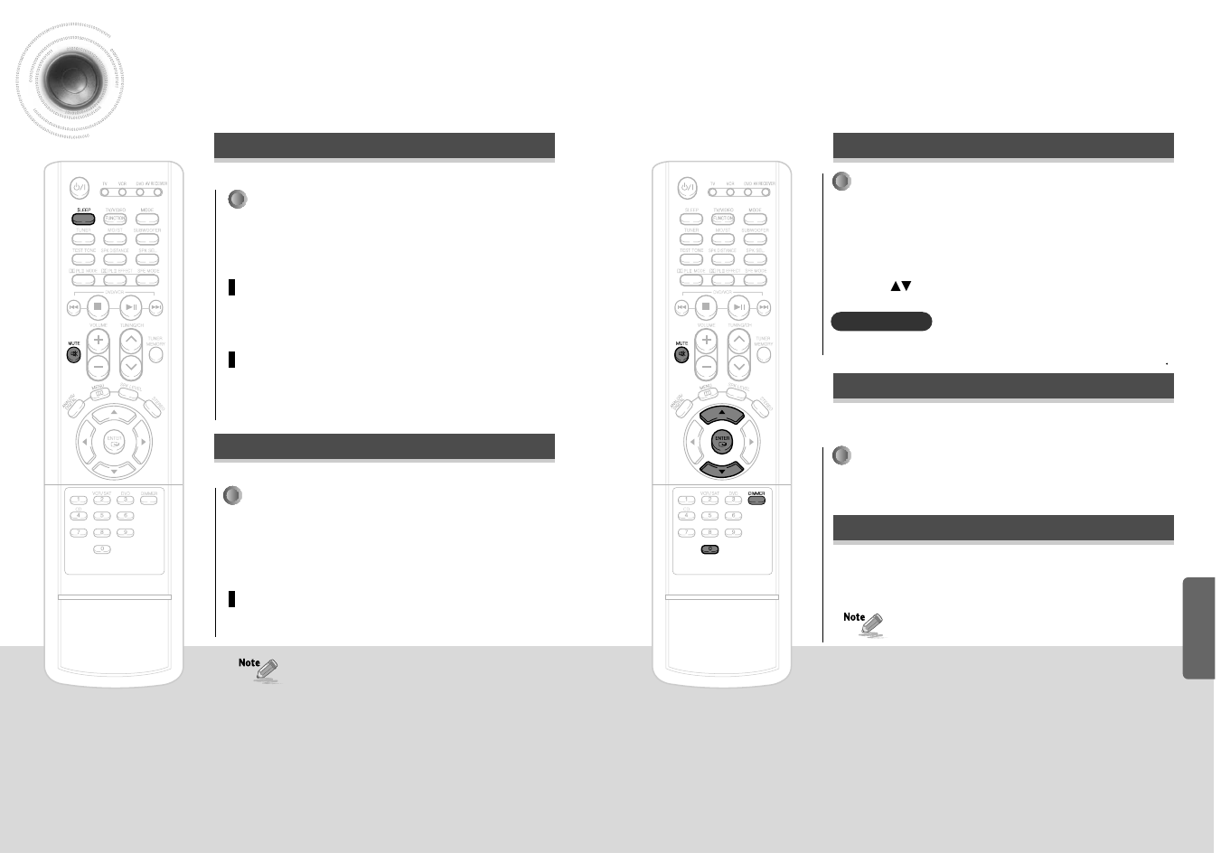 Miscellaneous, Convenient functions, 1 2 3 convenient functions | Reset function using headphone, Adjust the display, Sleep timer function mute function, Remote control | Samsung HT-AS600 User Manual | Page 21 / 26