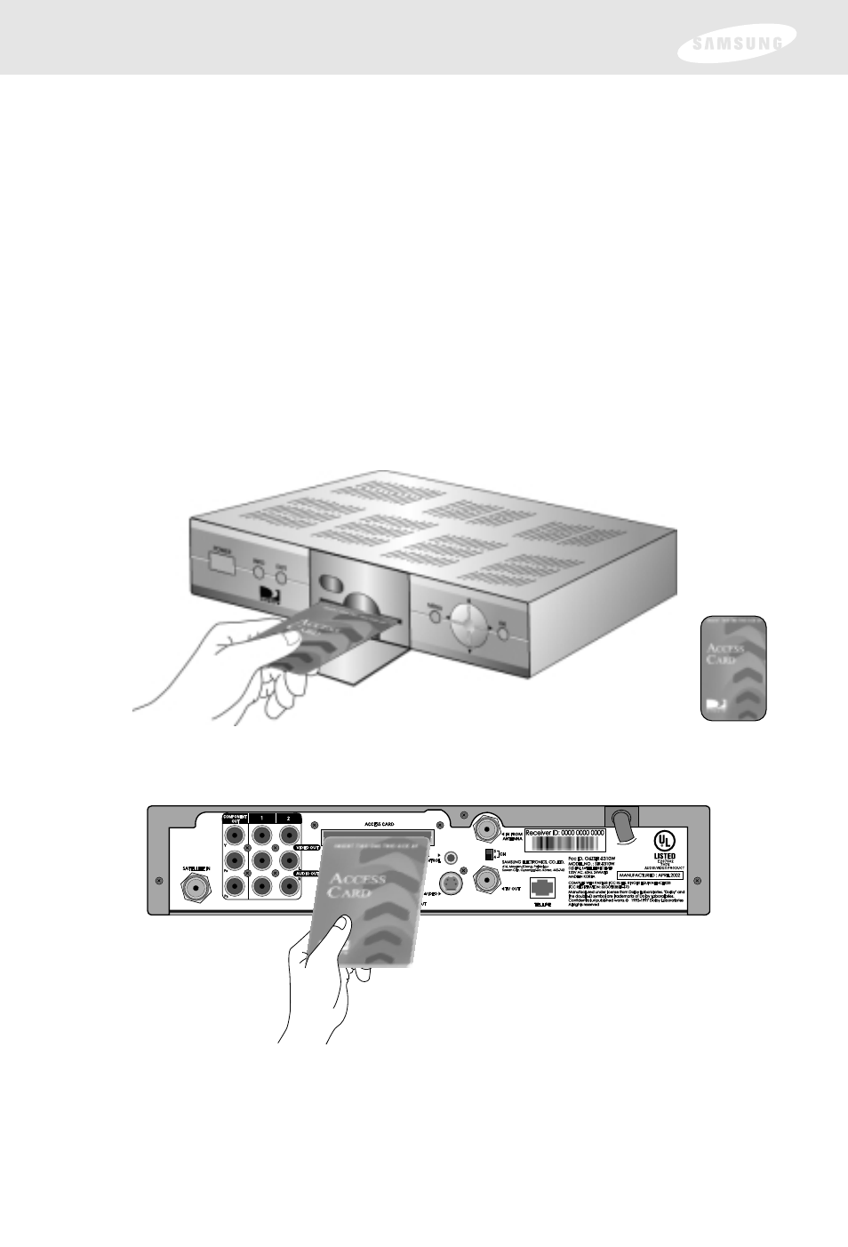 Chapter 1: getting started, Inserting the access card | Samsung SIR-S300W User Manual | Page 19 / 126