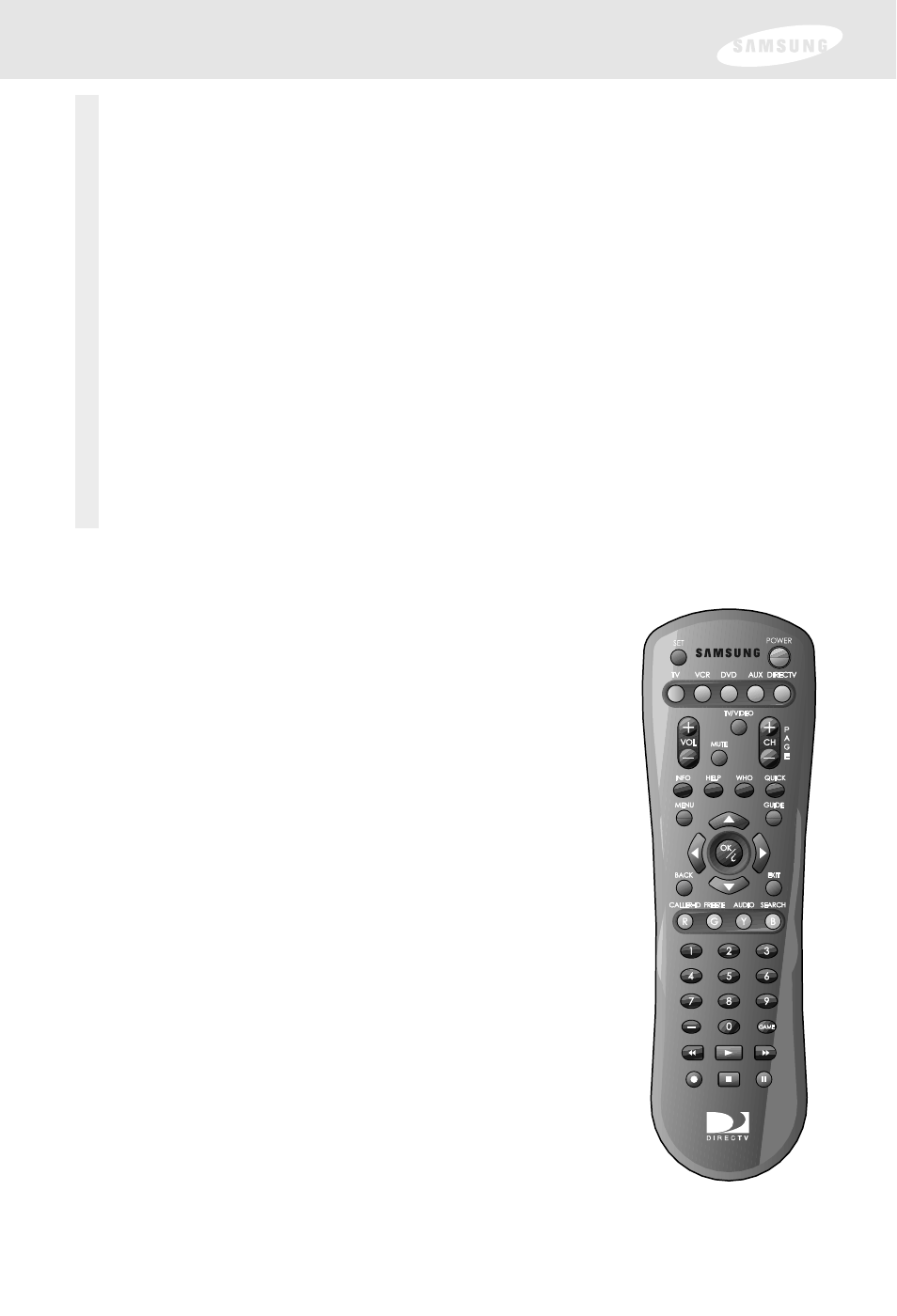 Chapter 3: watching tv, Remote control overview | Samsung SIR-S300W User Manual | Page 46 / 126