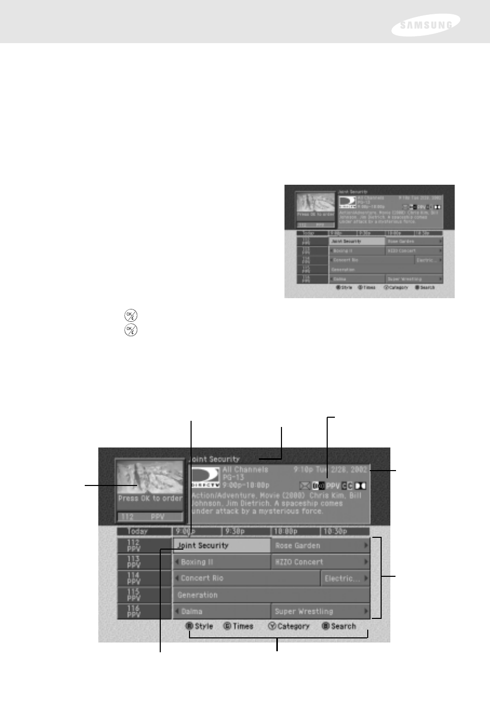 Chapter 3: watching tv, Using the grid guide | Samsung SIR-S300W User Manual | Page 55 / 126