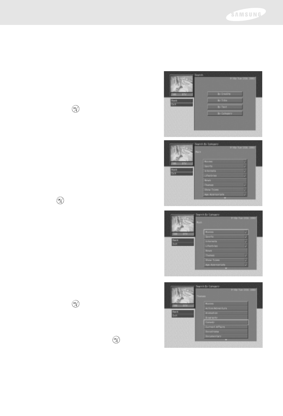 Chapter 3: watching tv, Searching by category | Samsung SIR-S300W User Manual | Page 63 / 126