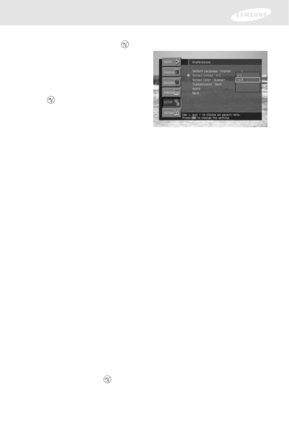 Setting the default screen color and translucency | Samsung SIR-S300W User Manual | Page 96 / 126