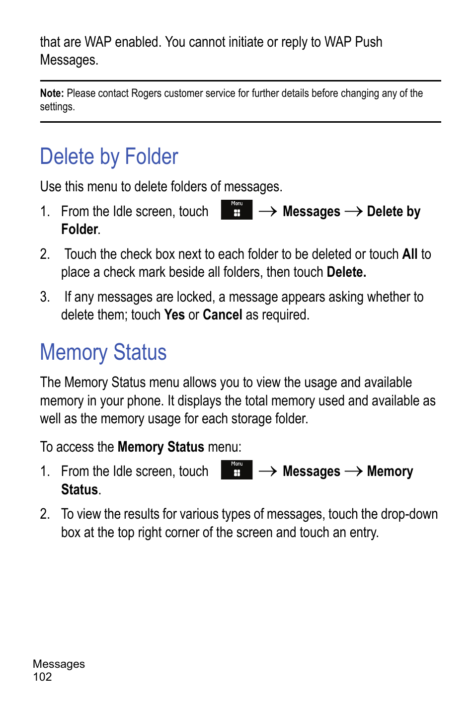 Delete by folder, Memory status, Delete by folder memory status | Samsung A886 User Manual | Page 108 / 208