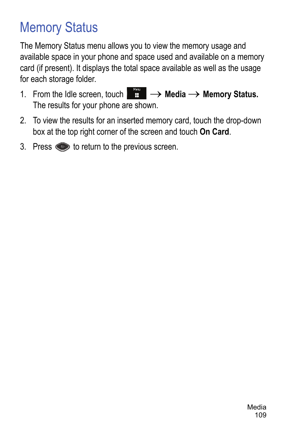 Memory status | Samsung A886 User Manual | Page 115 / 208
