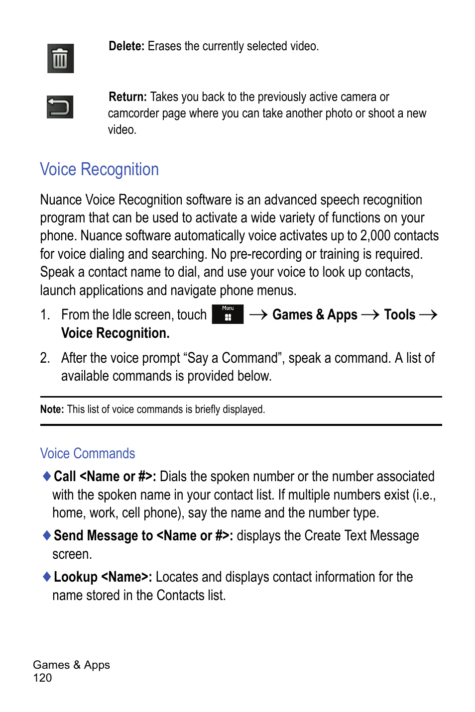 Voice recognition | Samsung A886 User Manual | Page 126 / 208