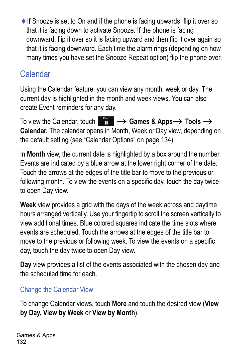Calendar, Ee “calendar” on | Samsung A886 User Manual | Page 138 / 208