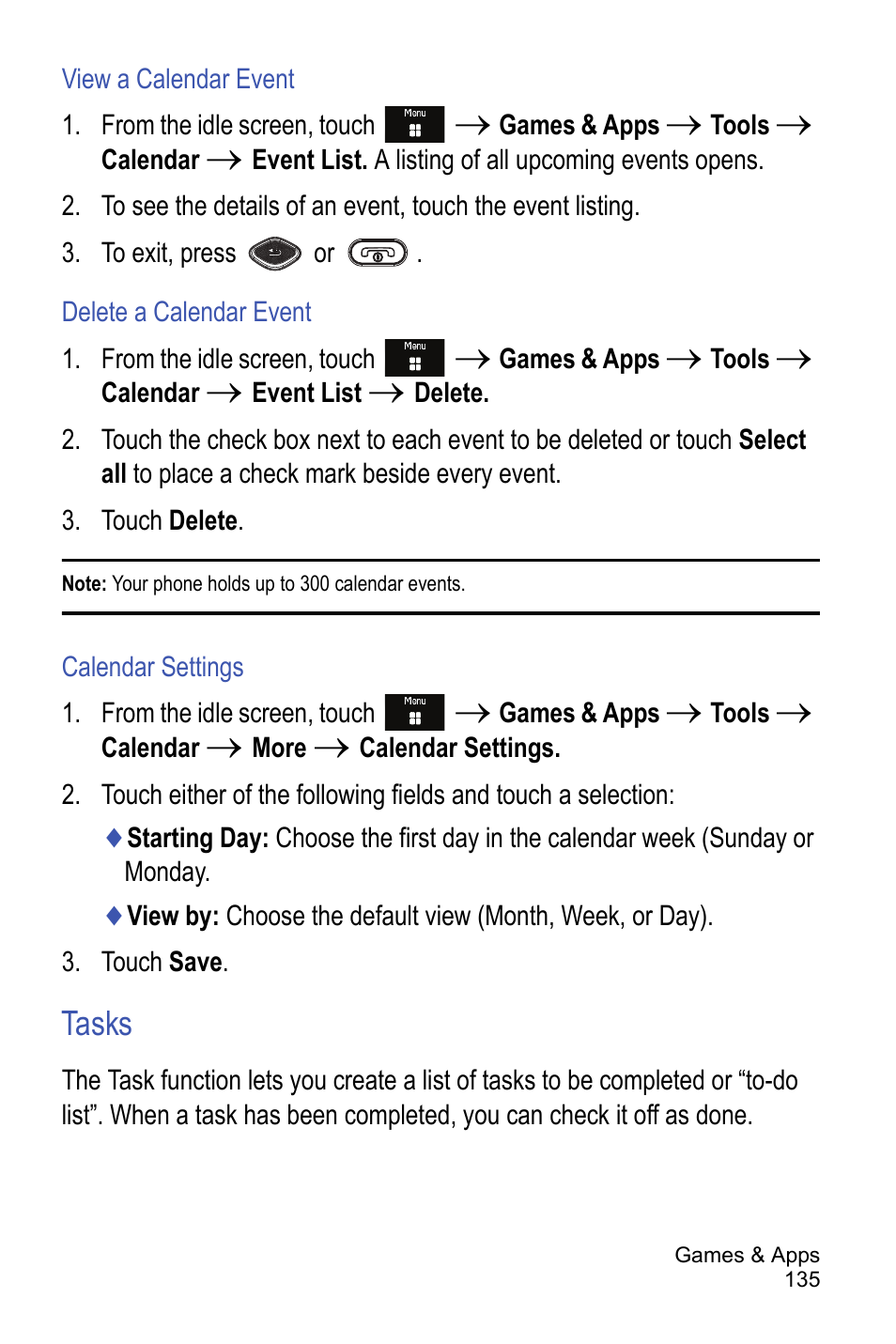 Tasks | Samsung A886 User Manual | Page 141 / 208