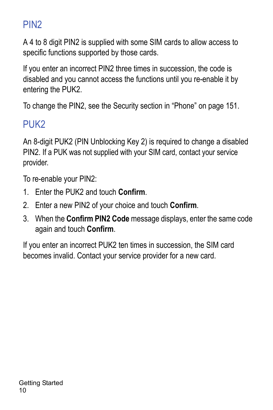 Pin2, Puk2 | Samsung A886 User Manual | Page 16 / 208