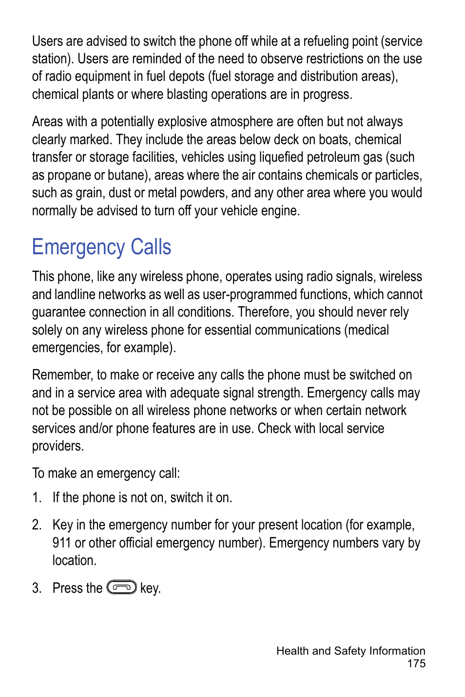 Emergency calls | Samsung A886 User Manual | Page 181 / 208