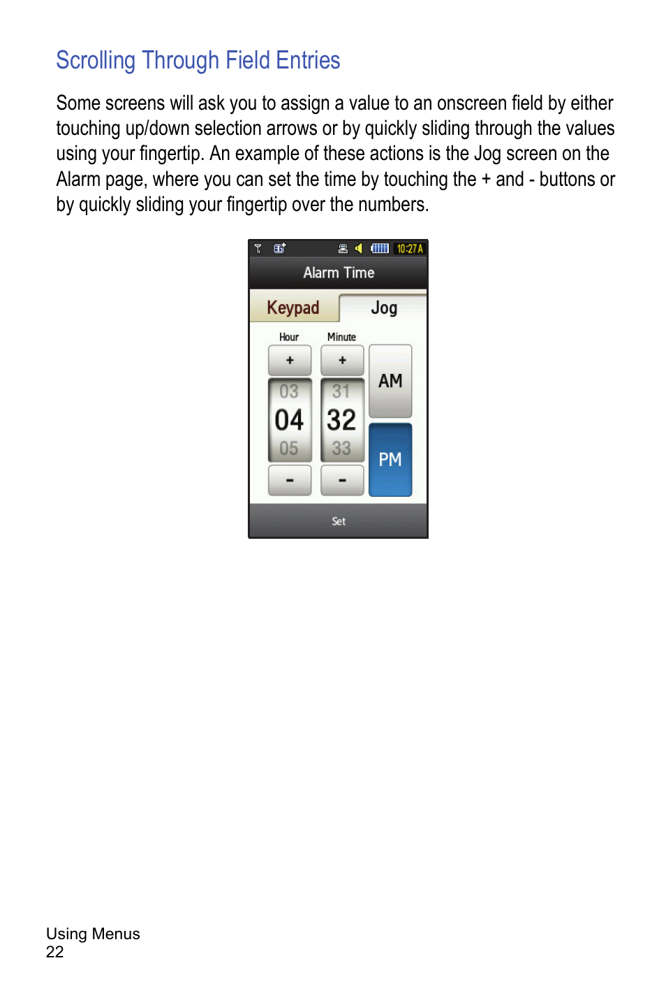 Scrolling through field entries | Samsung A886 User Manual | Page 28 / 208
