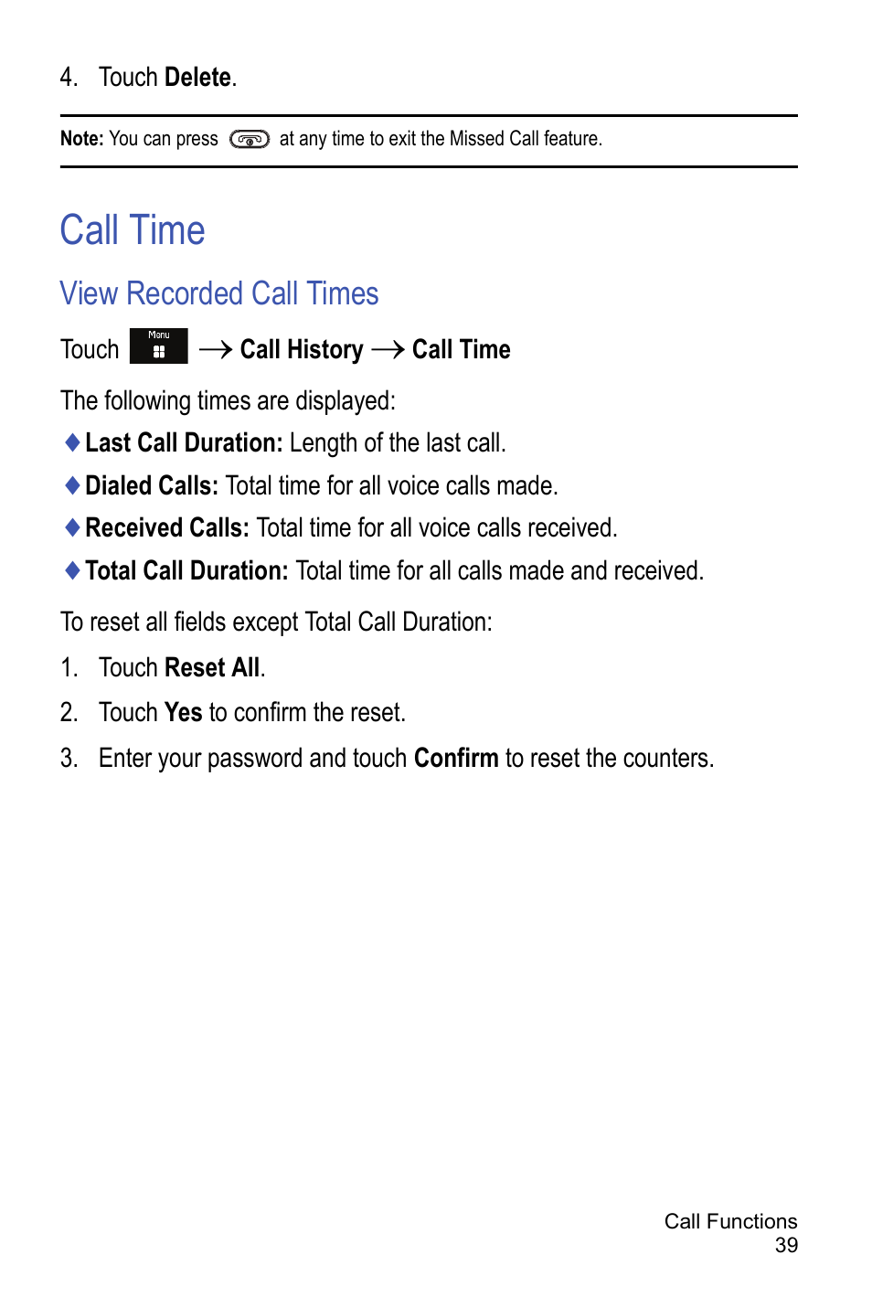 Call time, View recorded call times | Samsung A886 User Manual | Page 45 / 208