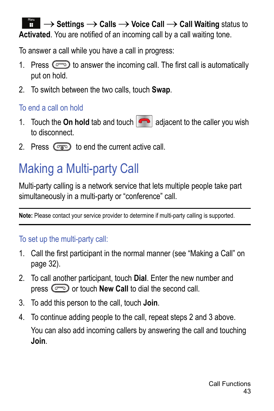 Making a multi-party call | Samsung A886 User Manual | Page 49 / 208