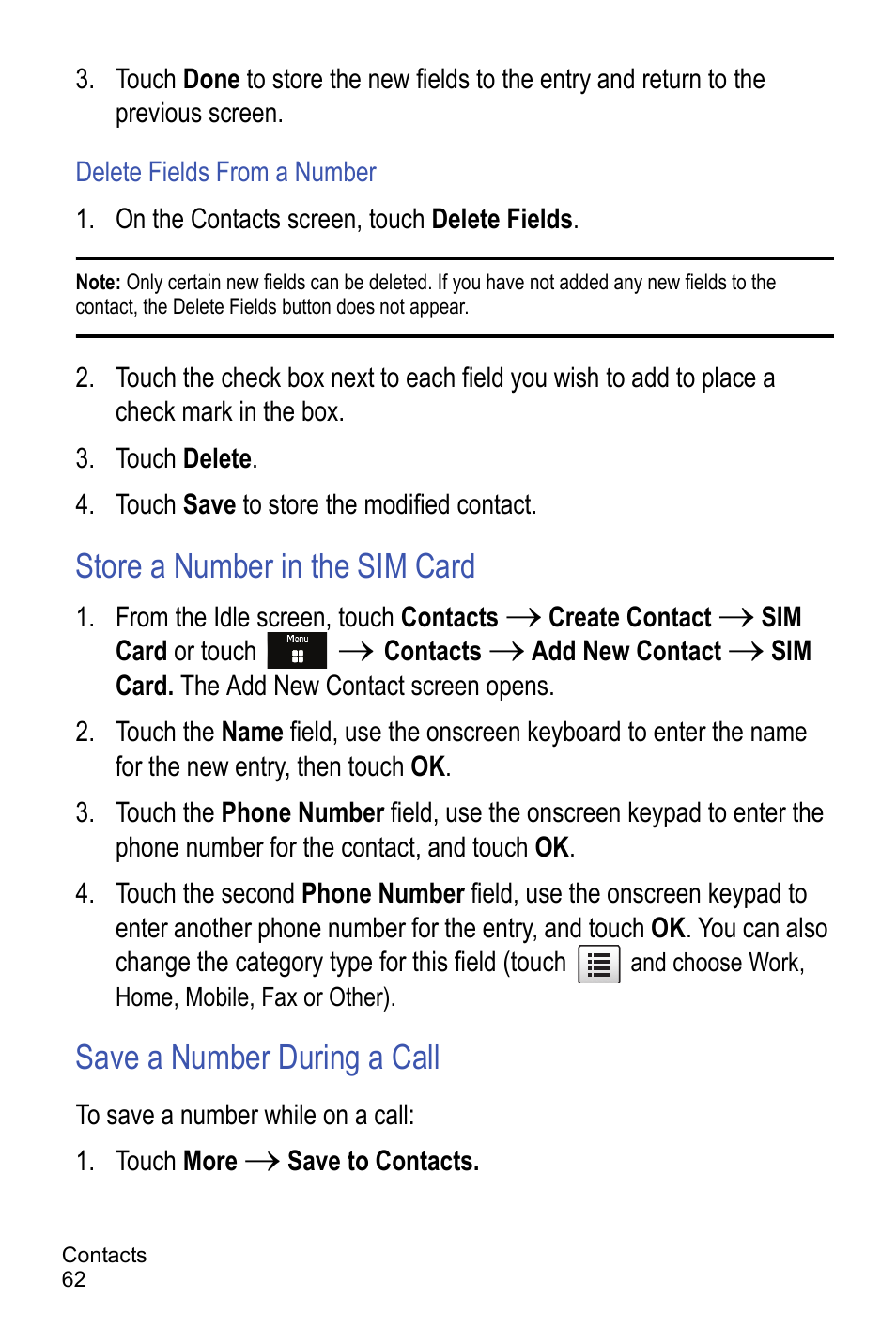 Store a number in the sim card, Save a number during a call | Samsung A886 User Manual | Page 68 / 208