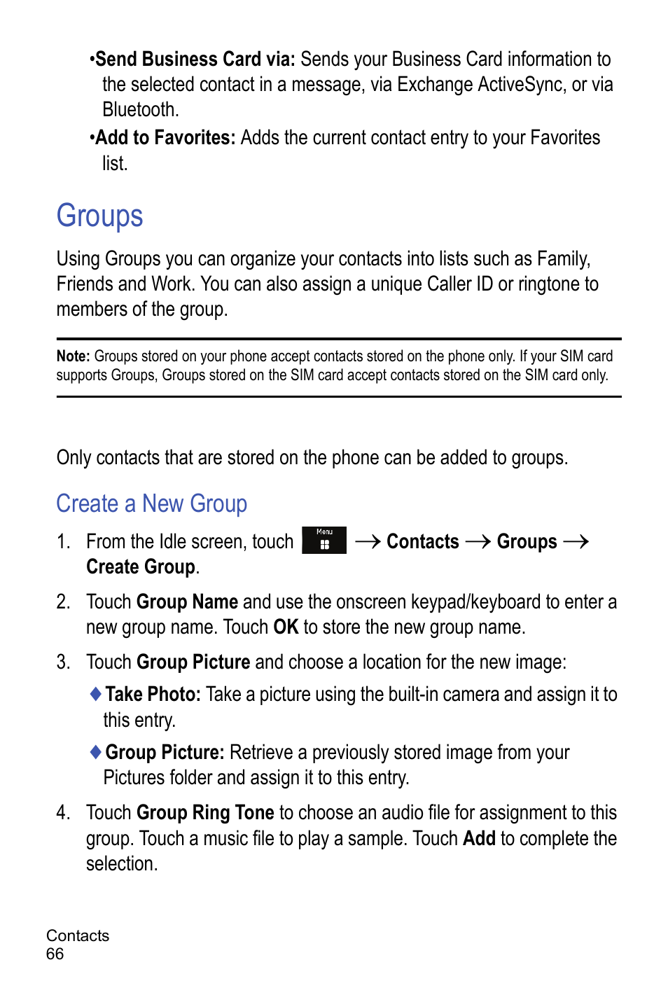 Groups, Create a new group | Samsung A886 User Manual | Page 72 / 208