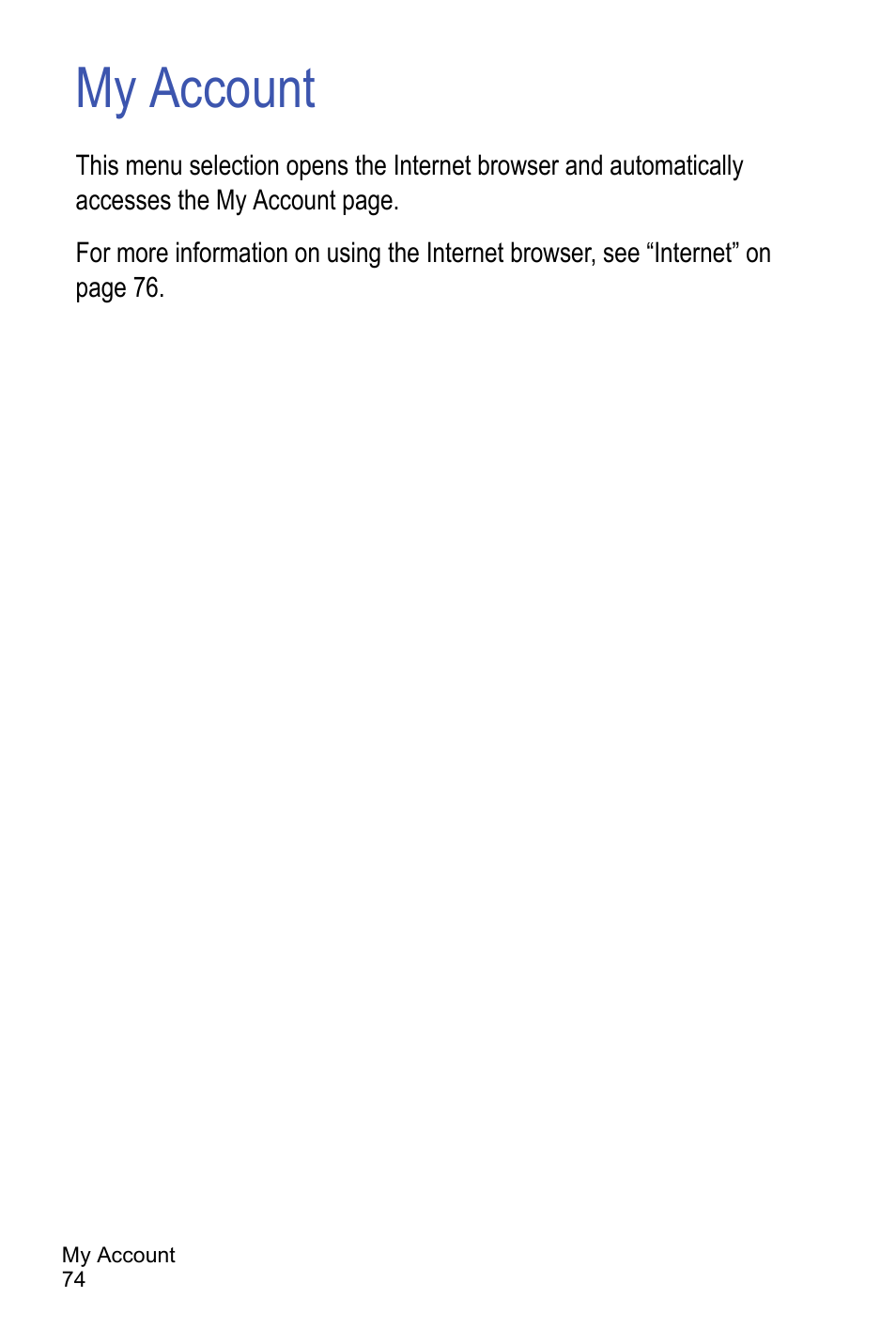 My account | Samsung A886 User Manual | Page 80 / 208