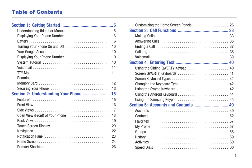 Samsung GALAXY INDULGE GH68-32785A User Manual | Page 5 / 167