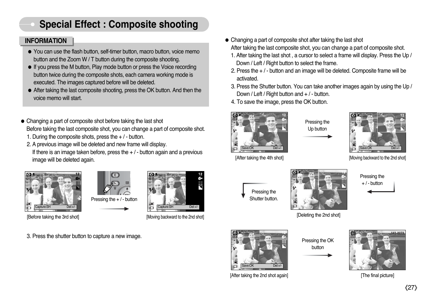 Special effect : composite shooting, Information | Samsung Digimax L60 User Manual | Page 28 / 78