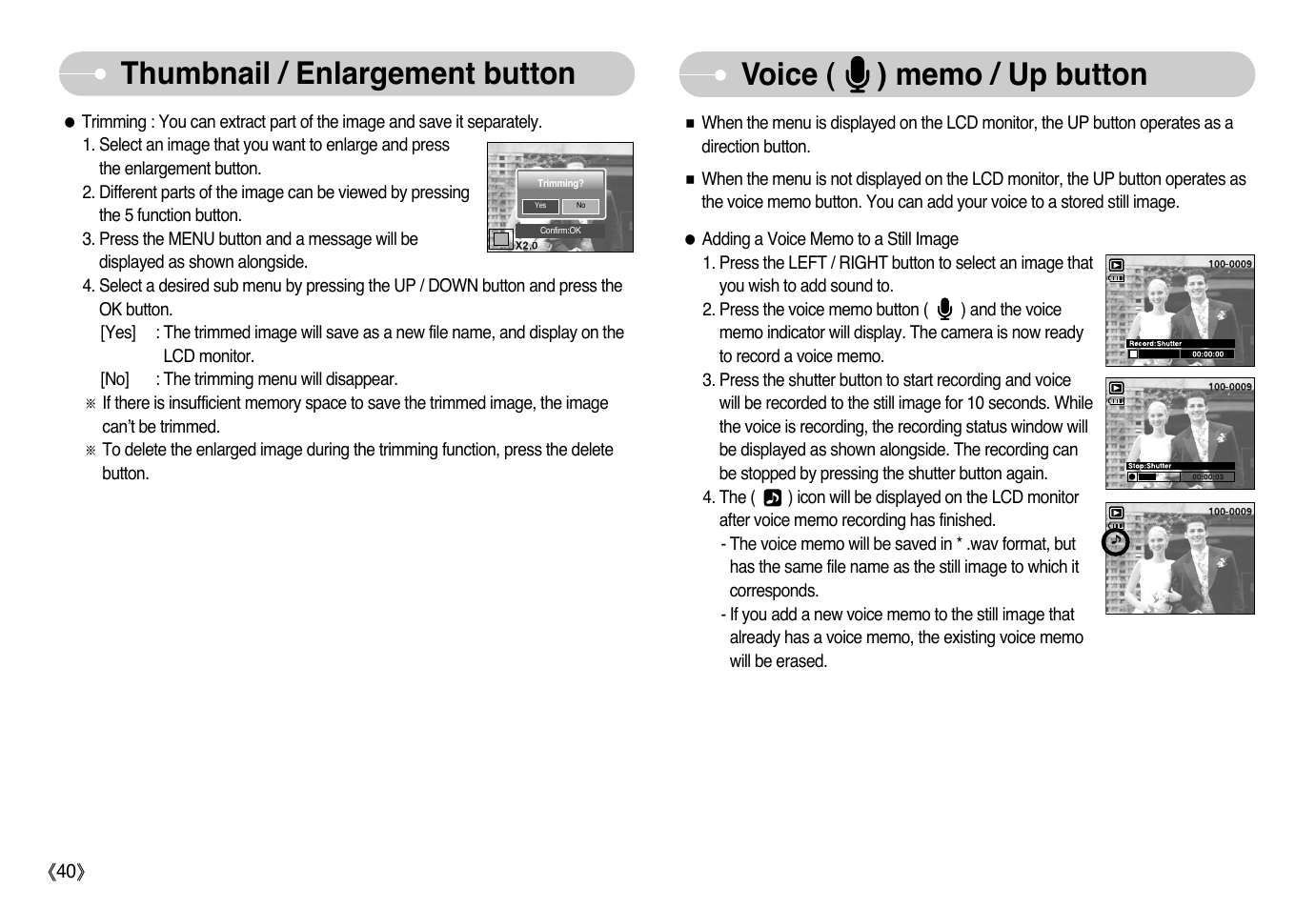 Thumbnail / enlargement button | Samsung Digimax L60 User Manual | Page 41 / 78