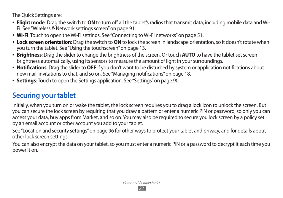 Securing your tablet | Samsung GT-P7100 User Manual | Page 22 / 108