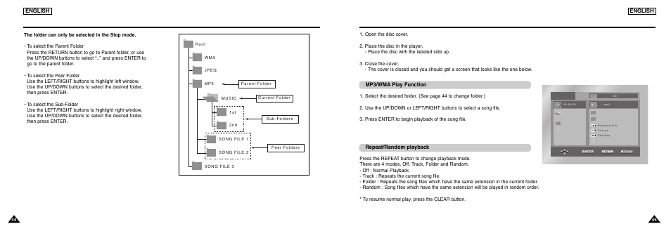 Folder selection, Mp3/wma play | Samsung DVD-L300 User Manual | Page 23 / 33