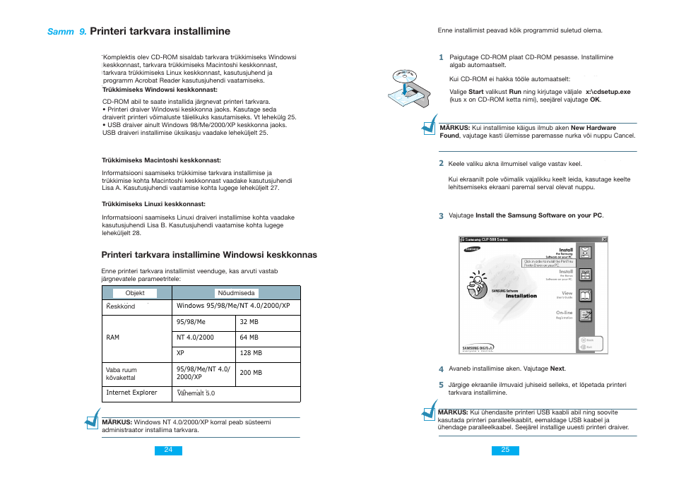 English, Printeri tarkvara installimine, Installing the printer software | Samsung CLP 500N User Manual | Page 13 / 15
