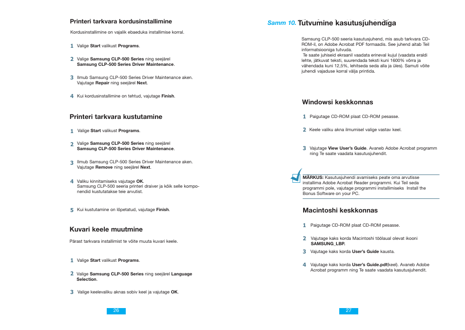 English, Tutvumine kasutusjuhendiga | Samsung CLP 500N User Manual | Page 14 / 15