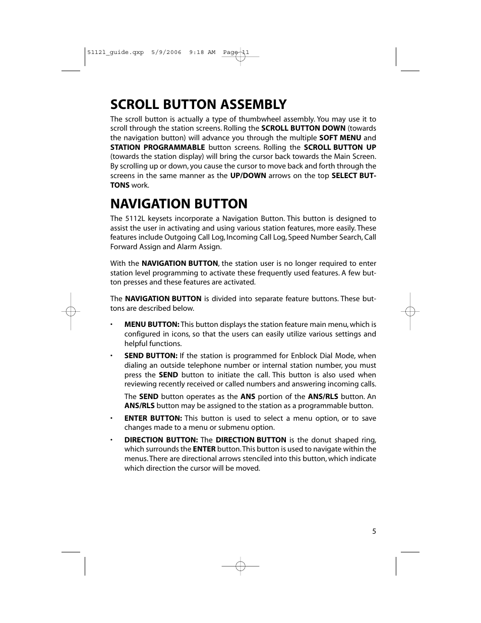 Scroll button assembly, Navigation button | Samsung ITP-5112L User Manual | Page 12 / 98