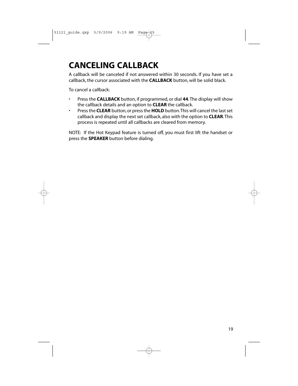Canceling callback | Samsung ITP-5112L User Manual | Page 26 / 98