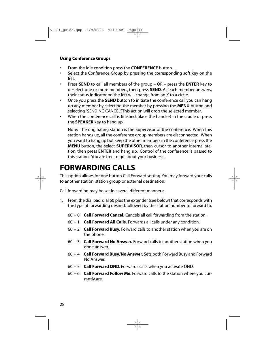 Forwarding calls | Samsung ITP-5112L User Manual | Page 35 / 98