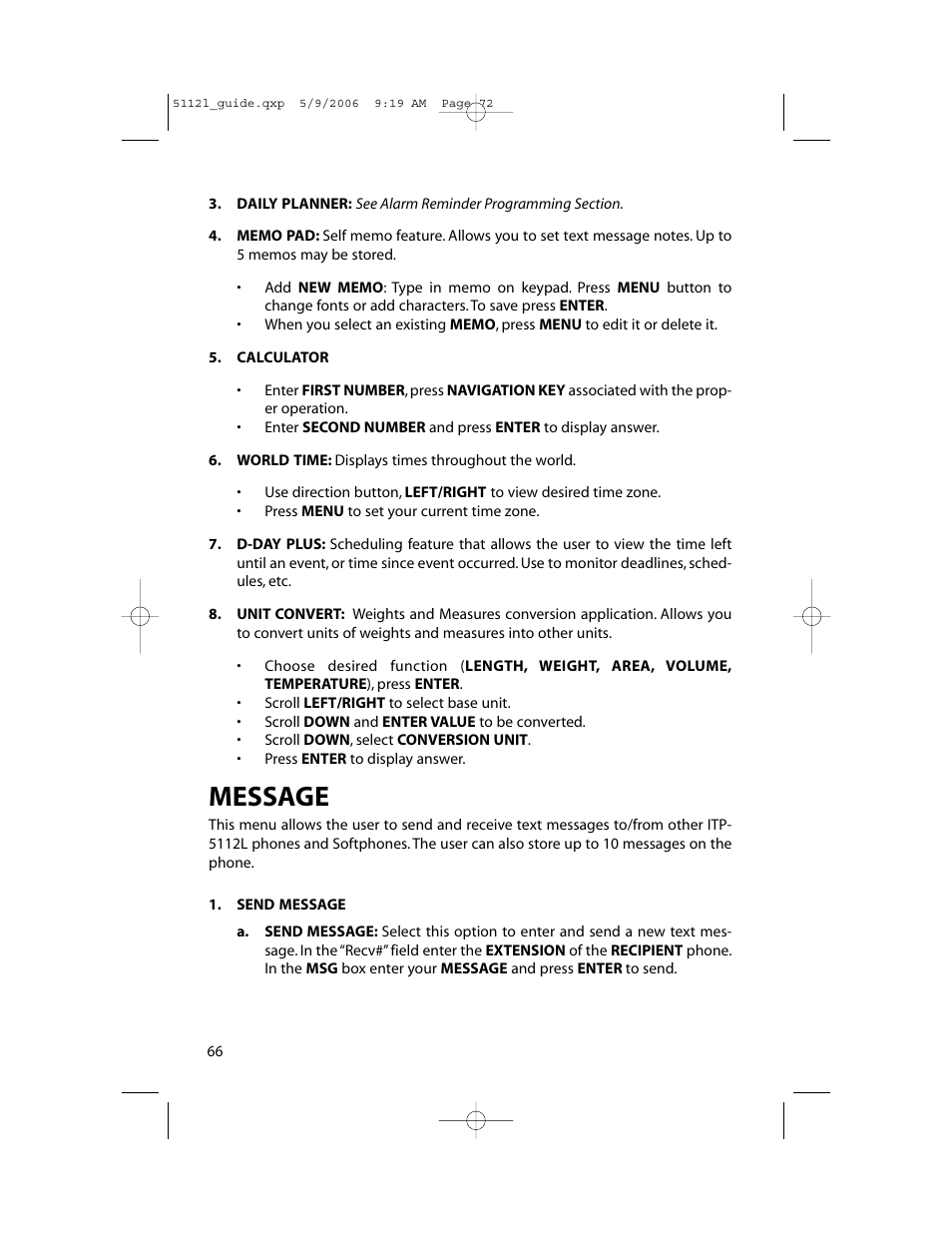 Message | Samsung ITP-5112L User Manual | Page 73 / 98