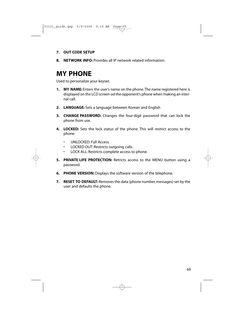 My phone | Samsung ITP-5112L User Manual | Page 76 / 98