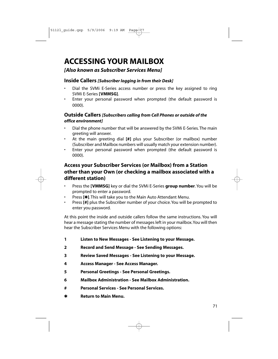 Accessing your mailbox | Samsung ITP-5112L User Manual | Page 78 / 98