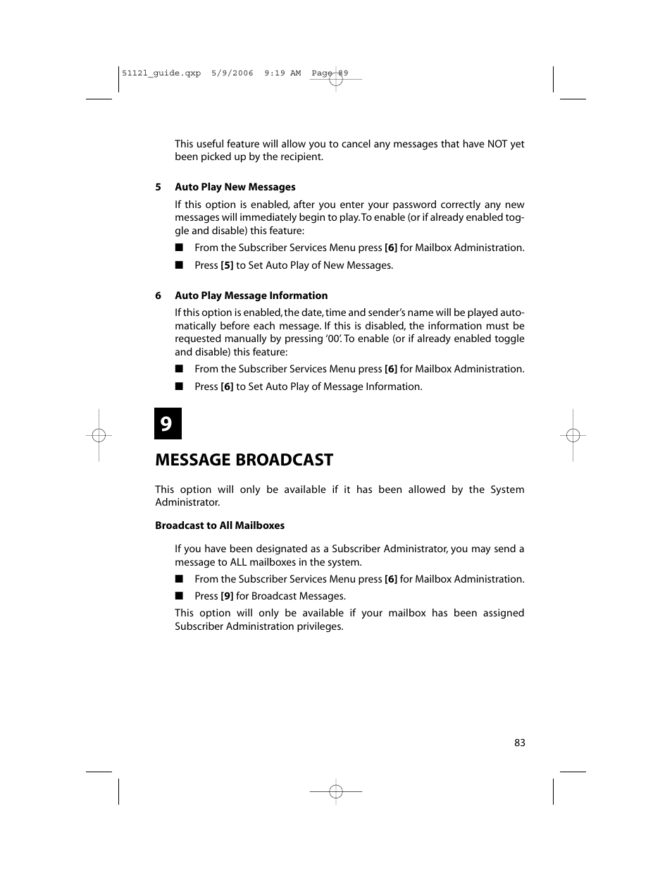 Message broadcast | Samsung ITP-5112L User Manual | Page 90 / 98