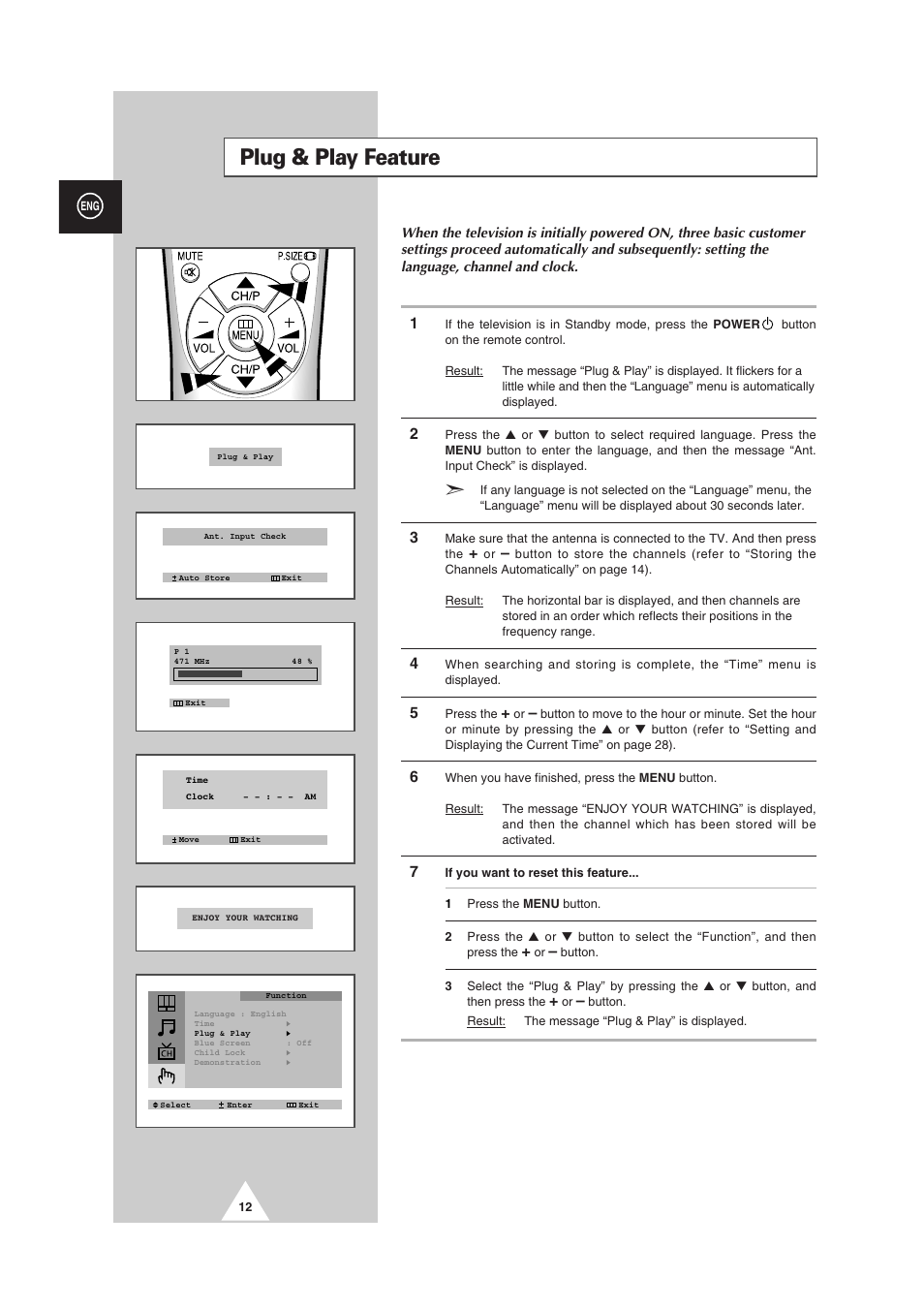 Plug & play feature | Samsung CS-29V5MH User Manual | Page 12 / 36