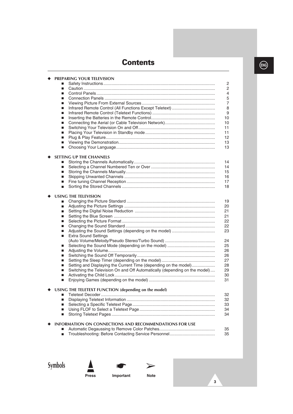 Samsung CS-29V5MH User Manual | Page 3 / 36