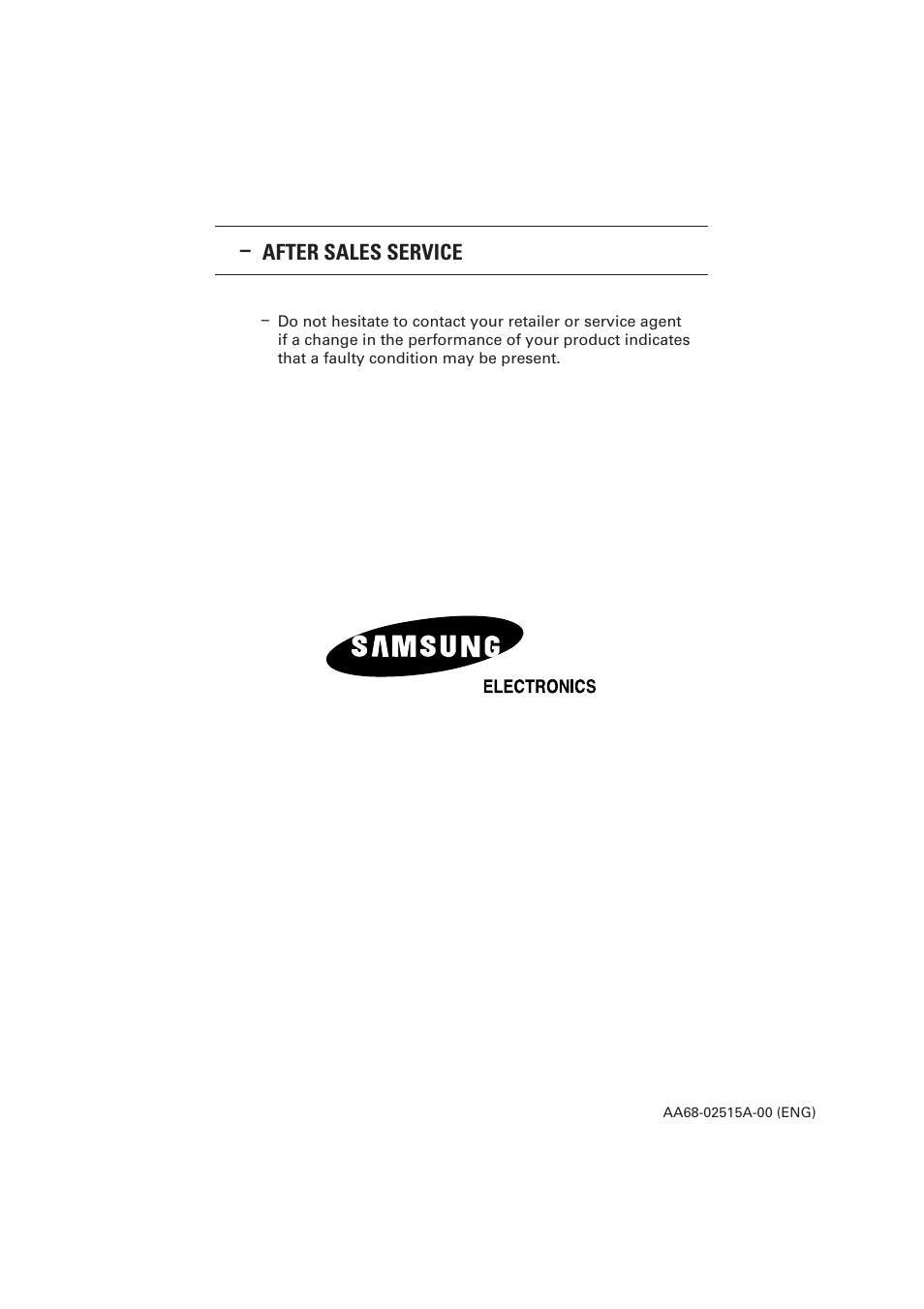 After sales service | Samsung CS-29V5MH User Manual | Page 36 / 36