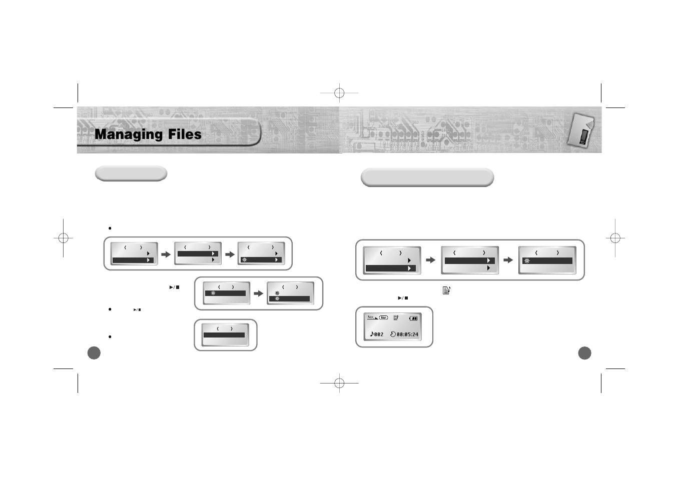 Managing files | Samsung YP-700 User Manual | Page 16 / 44