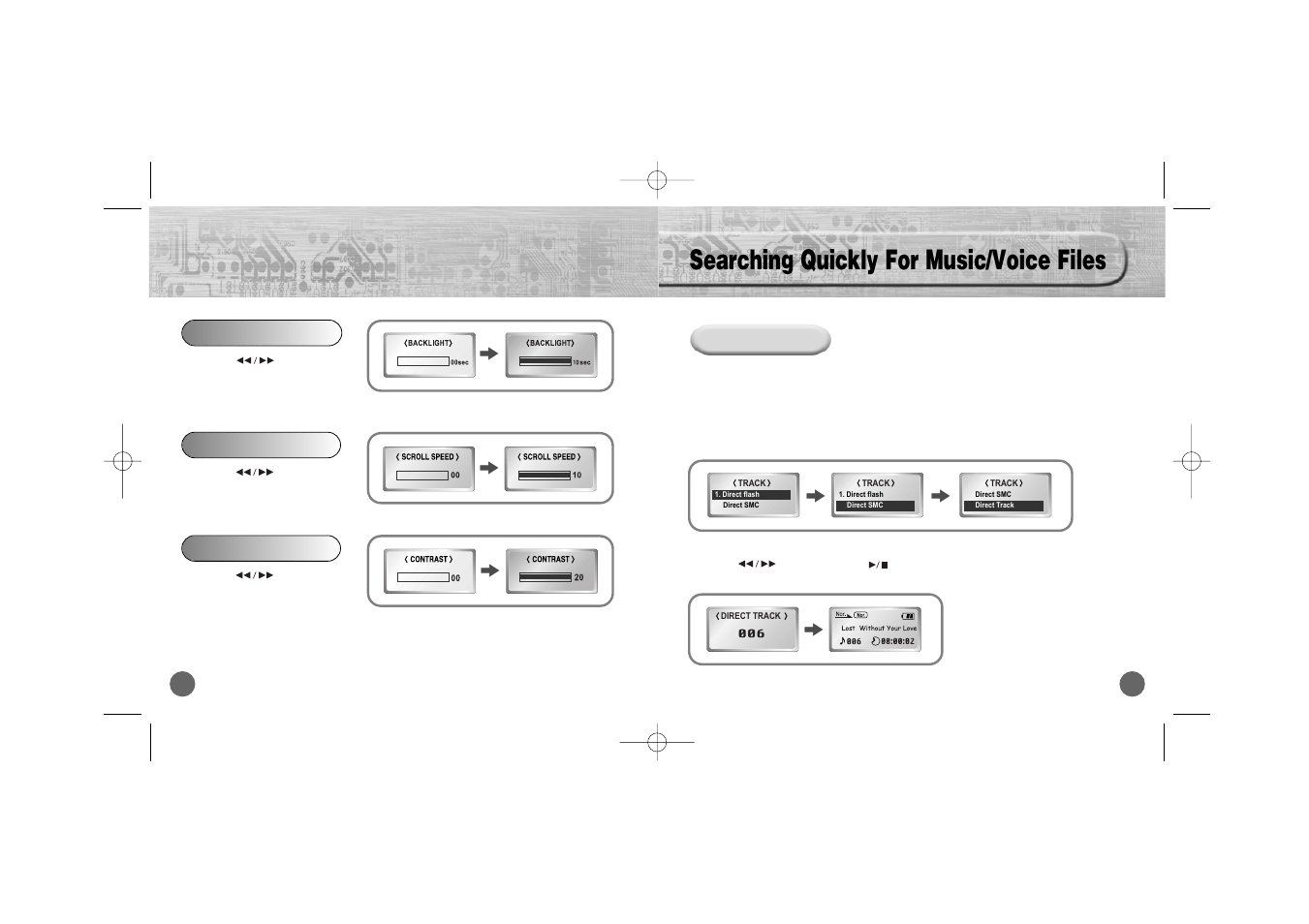 Searching quickly for music/voice files | Samsung YP-700 User Manual | Page 19 / 44