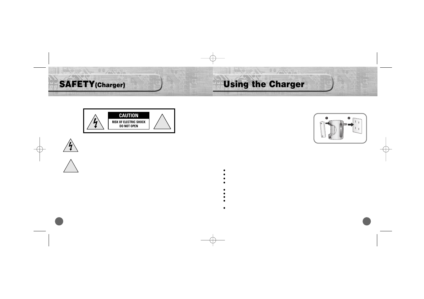 Safety, Using the charger, Charger) | Samsung YP-700 User Manual | Page 2 / 44