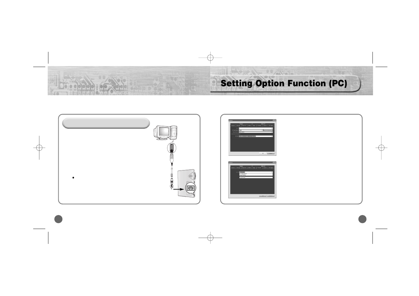 Setting option function (pc) | Samsung YP-700 User Manual | Page 25 / 44