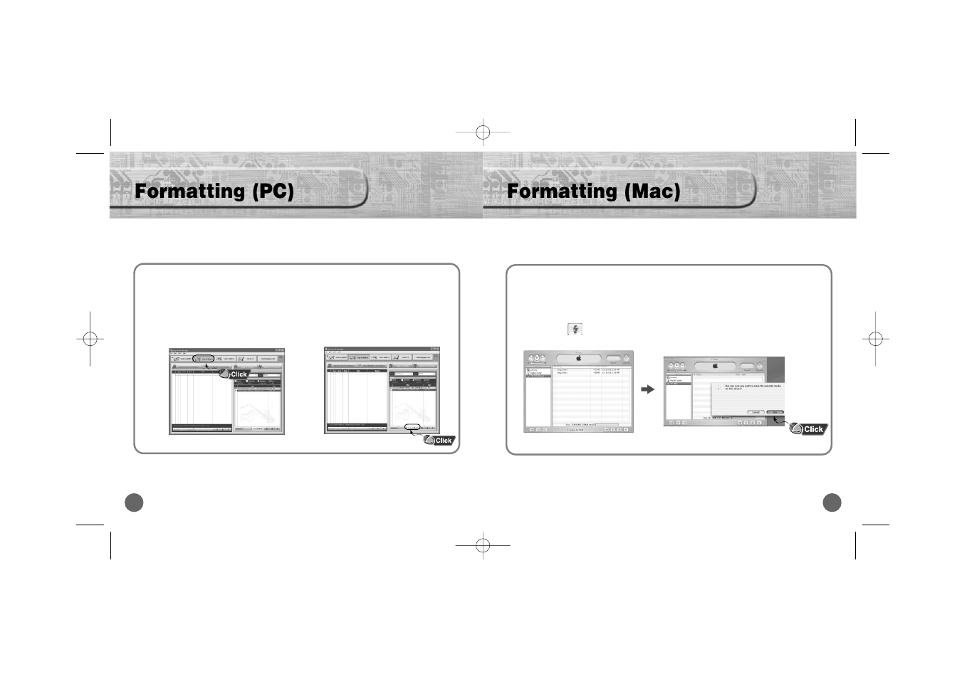 Formatting (pc), Formatting (mac) | Samsung YP-700 User Manual | Page 29 / 44