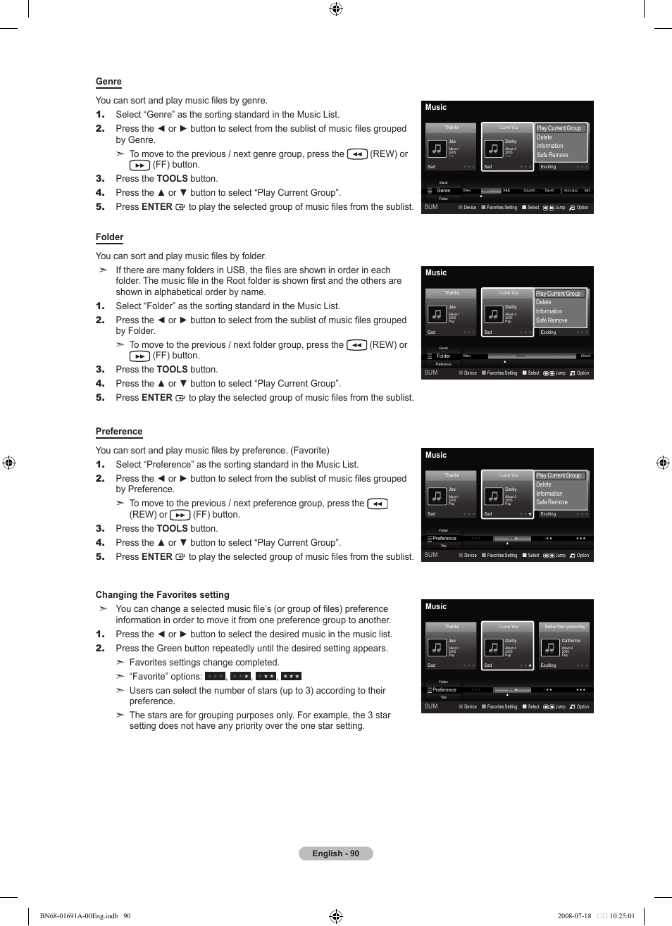 English - 90, Music | Samsung BN68-01691A-02 User Manual | Page 92 / 155