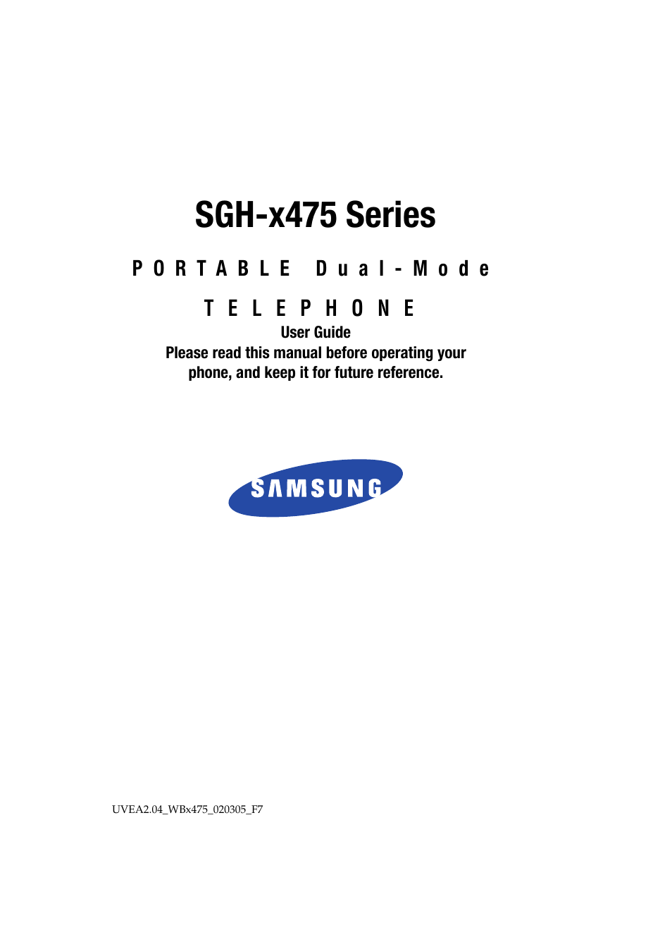 Samsung SGH-x475 User Manual | 174 pages