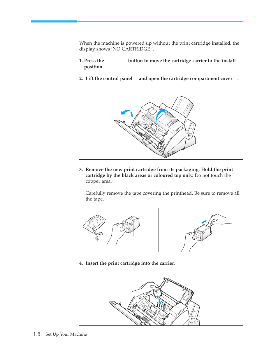 Installing print cartridge | Samsung SF4500 User Manual | Page 15 / 93