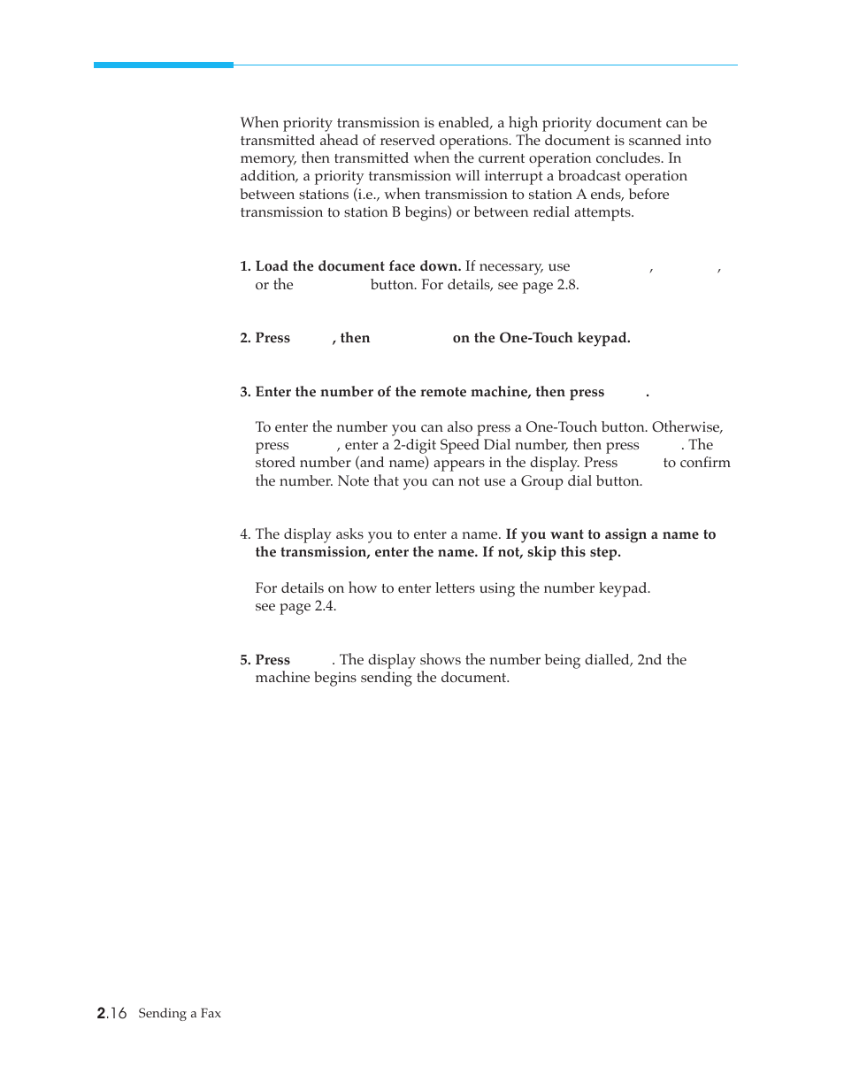 Priority transmission | Samsung SF4500 User Manual | Page 39 / 93