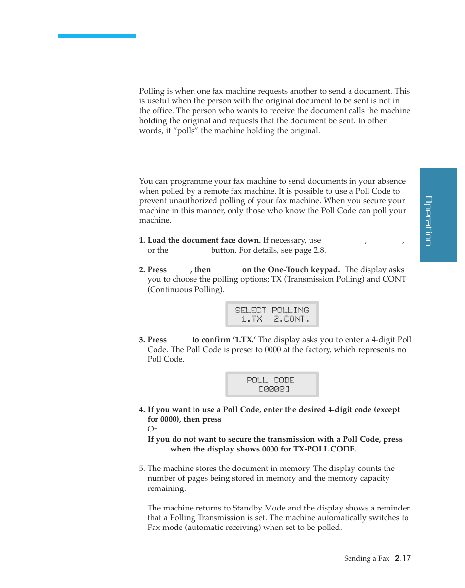 Polling transmission | Samsung SF4500 User Manual | Page 40 / 93