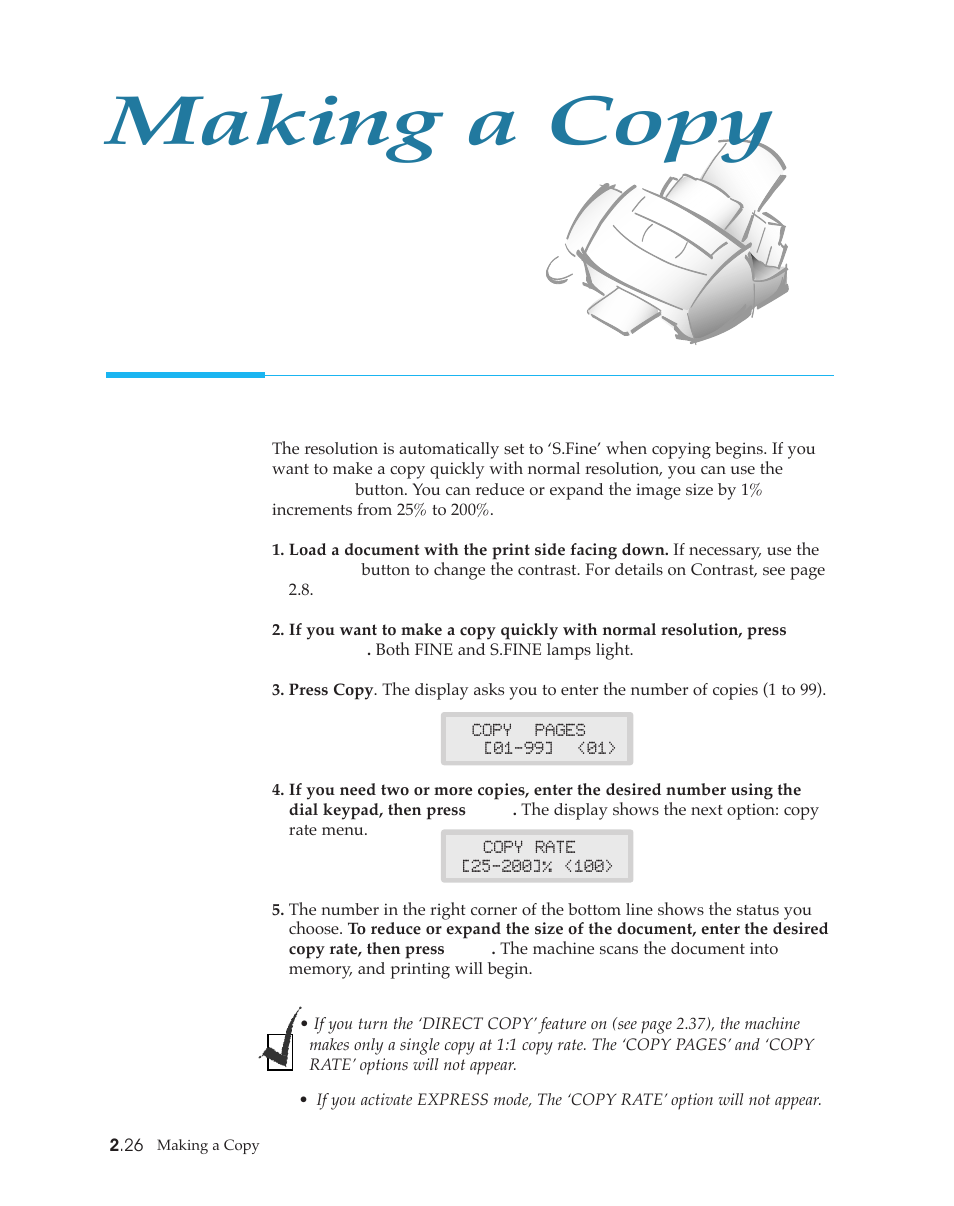 Making a copy | Samsung SF4500 User Manual | Page 49 / 93