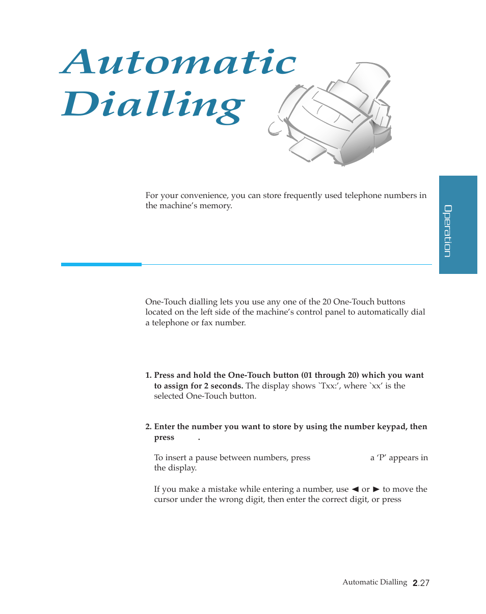 Automatic dialling | Samsung SF4500 User Manual | Page 50 / 93