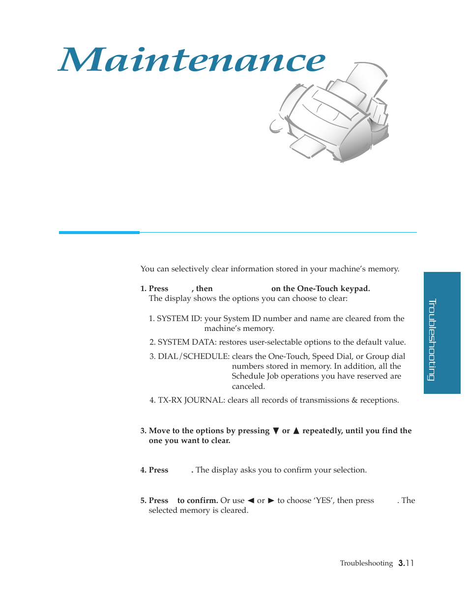 Maintenance | Samsung SF4500 User Manual | Page 73 / 93